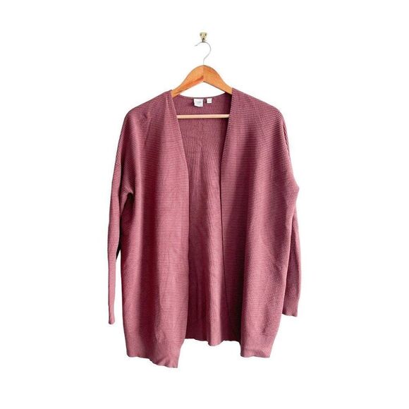twik Sweaters - Simons Twik Women's Cardigan Open Knit Textured Long Sleeved Dusty Rose Size M